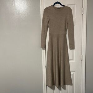 Gabriela Hearst Tan Long Sleeve A-Line Dress